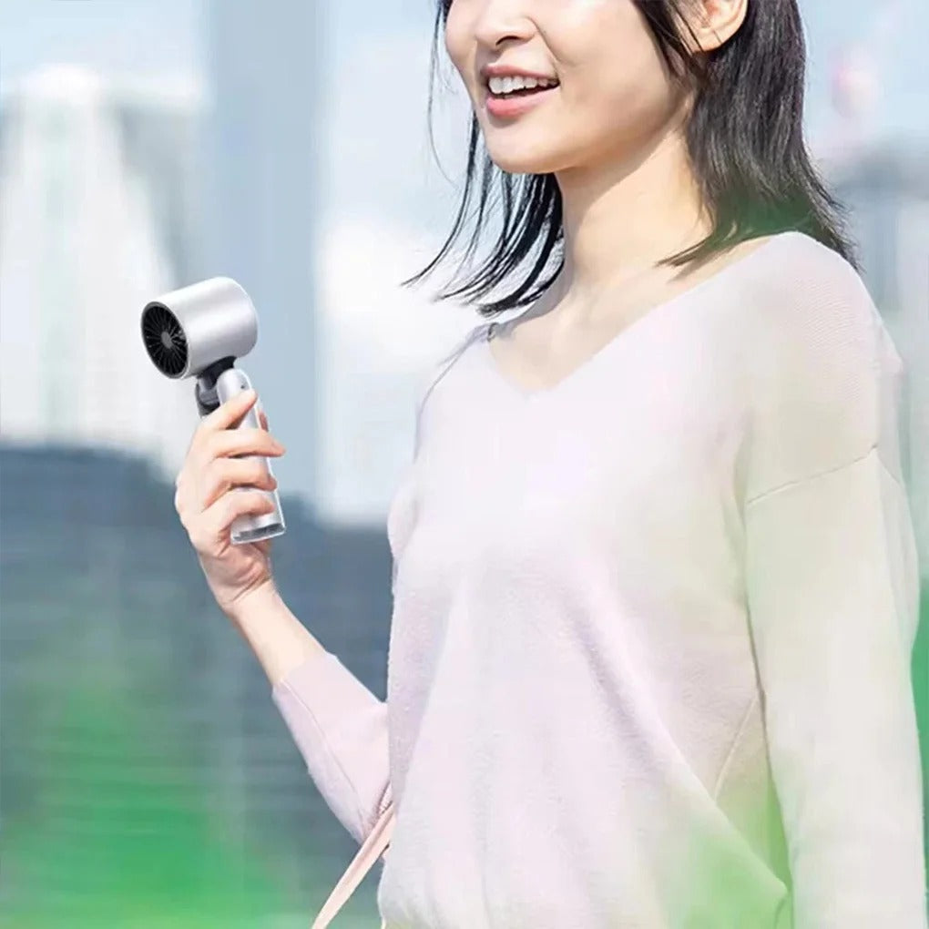 Violent Ice Cooling Fan Handheld Portable Fan Rechargeable Speed Ice Cooling Handheld Small Fan High Speed Folding Neck Type Fan Random Color