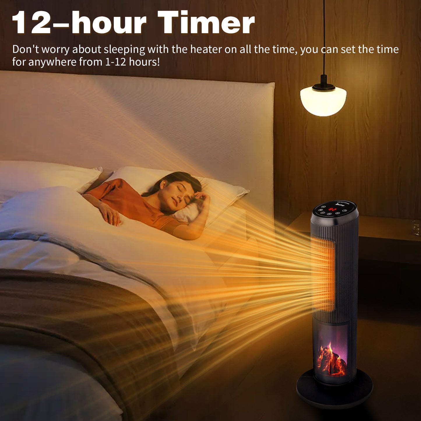 25Inch Tower Space Heater, Portable Electric Space Heater With Remote Control, 12H Timer, Thermostat, 60 Degrees Oscillation, Overheating & Tip-Over Protection For Indoor Large Room Bedroom Office