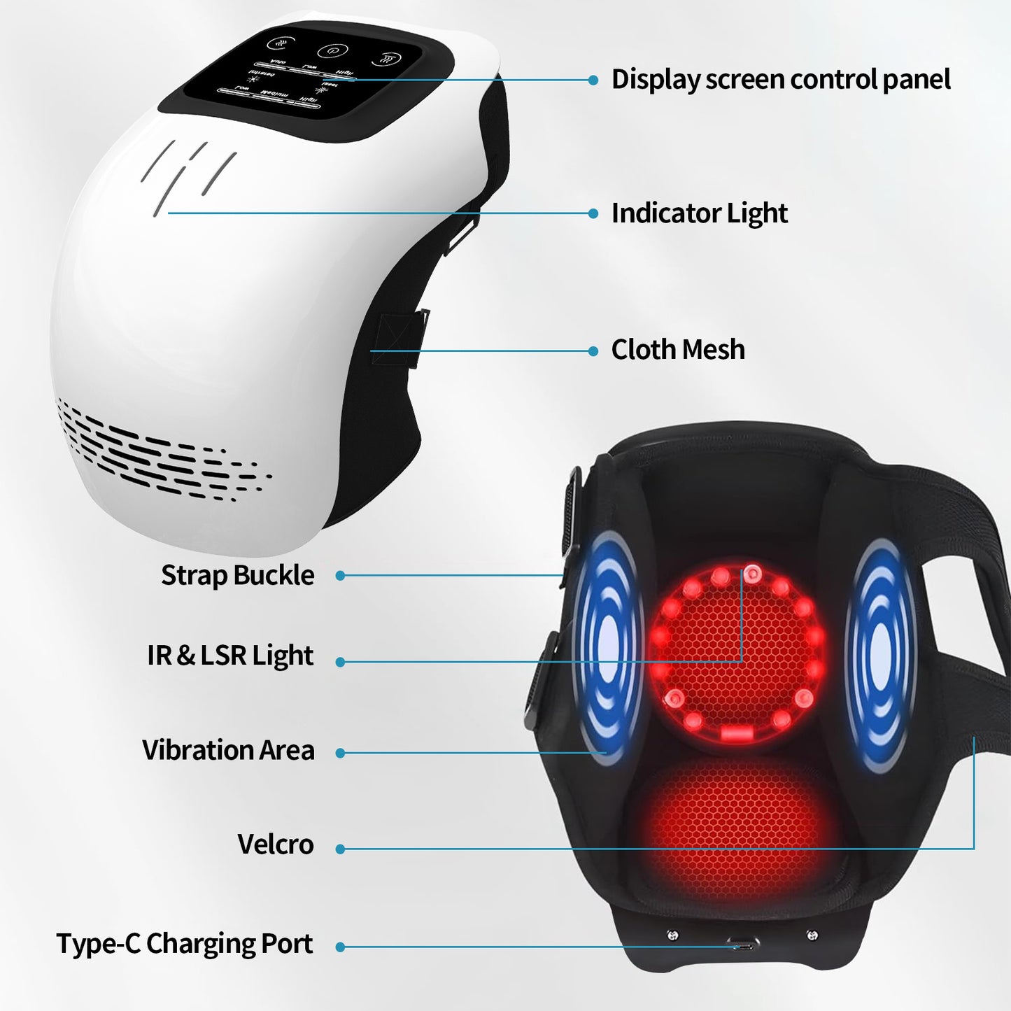 Intelligent Home Use Electric Intelligent Kneading Heating Knee Massager Rechargeable Pain Relief Infrared Laser Vibration Knee Massager 