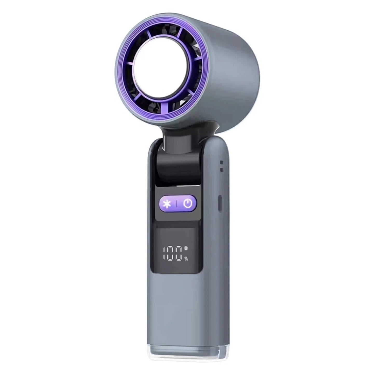 Violent Ice Cooling Fan Handheld Portable Fan Rechargeable Speed Ice Cooling Handheld Small Fan High Speed Folding Neck Type Fan Random Color