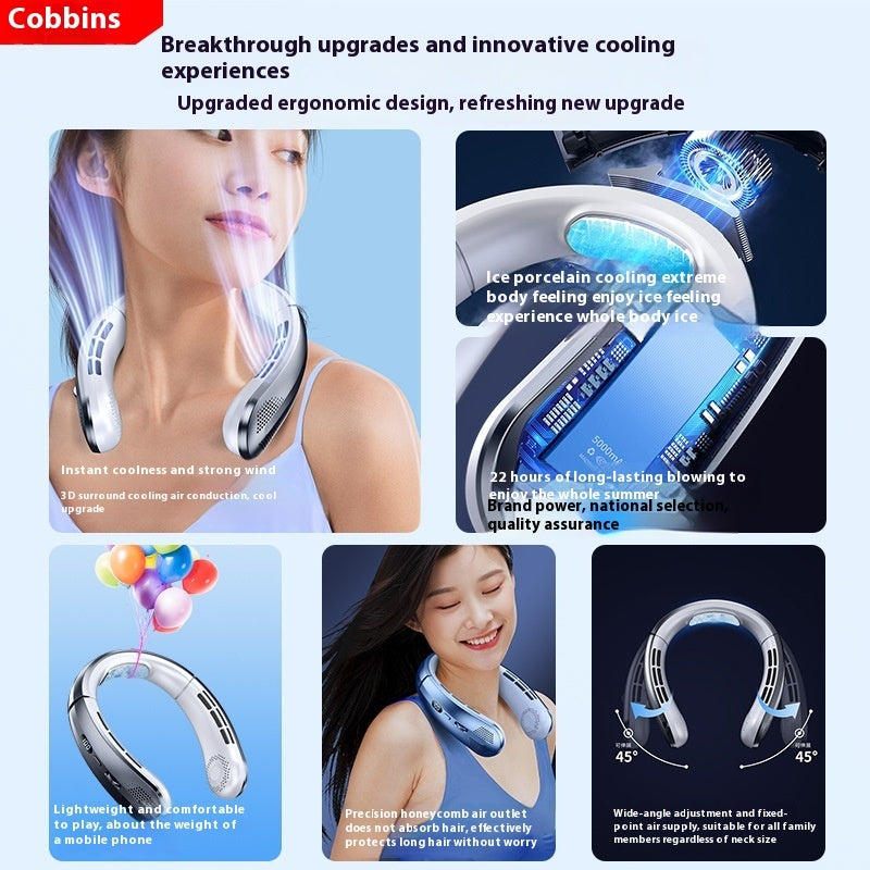 Rechargeable Ultra-quiet Lazy Portable Mini Turbine  Halter Fan