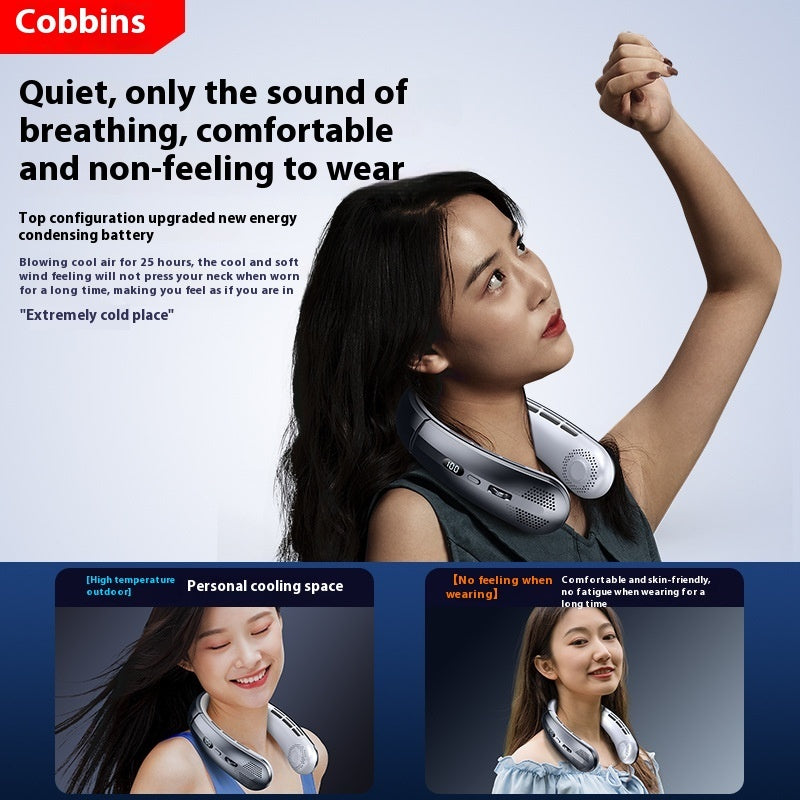 Rechargeable Ultra-quiet Lazy Portable Mini Turbine  Halter Fan