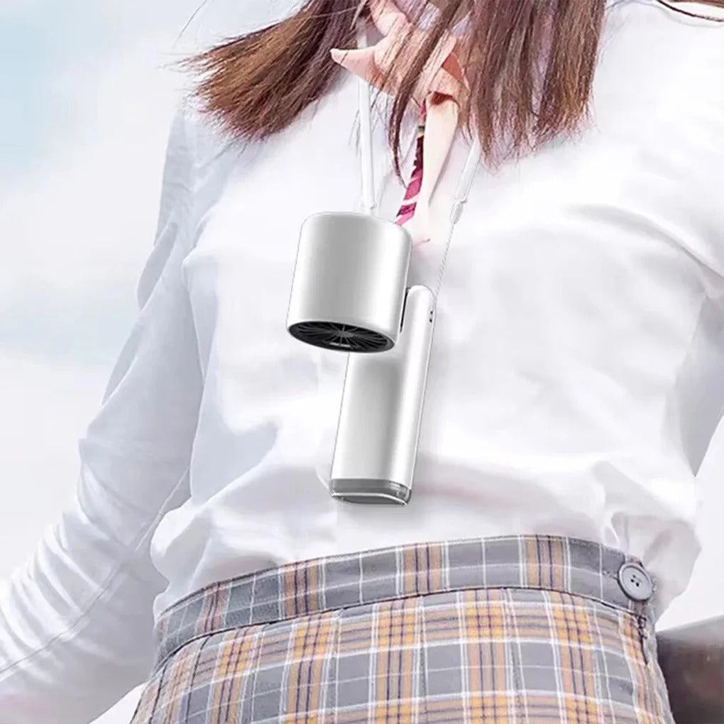 Violent Ice Cooling Fan Handheld Portable Fan Rechargeable Speed Ice Cooling Handheld Small Fan High Speed Folding Neck Type Fan Random Color