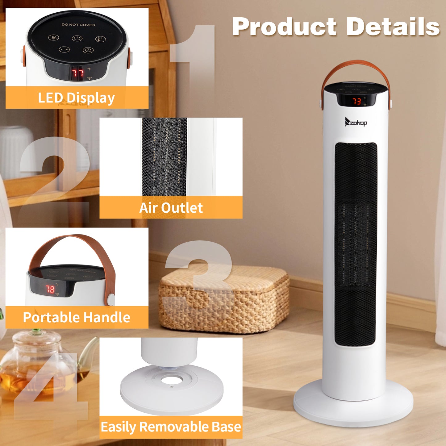 Smart Tower Heater with WiFi & Remote Control